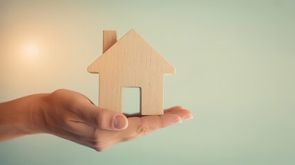 Wooden House Model in Hand Symbolizing Home Ownership and Real Estate Concept. made with generative Ai
