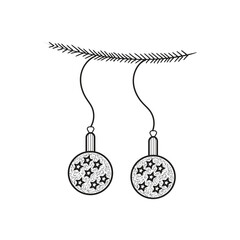 Christmas ornaments hanging from a tree branch