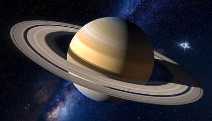 Planet Saturn with Ring System in Space for Astronomy Visuals and Cosmic Exploration-Themed Design Inspiration