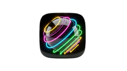 Abstract Neon Sphere Glowing on Black Background