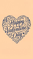 Happy Valentine's Day heart design with decorative letters