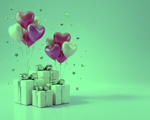 Balloons and gifts set up for a celebration event