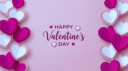 Valentine's Day greeting with paper hearts on a soft background