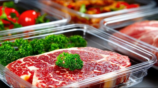 Freshly packaged food assortment for culinary and commercial purposes