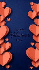 Valentine's Day celebration with hearts on blue background