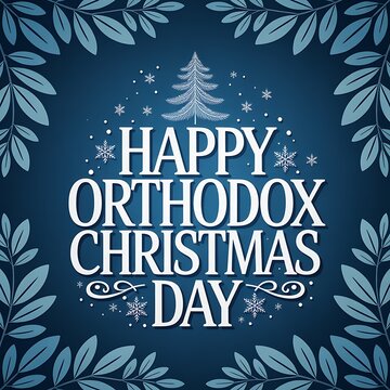 Happy orthodox christmas day isolated on white background