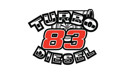Obraz premium Turbo Diesel 83 Logo Design - Automotive Engine Performance Emblem Vector Graphic logotypelogoicon.