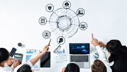 Data privacy and cyber security icons show encryption, data privacy safeguards, and cyber security defense. Data privacy ensures cyber security protection and access control. Entice