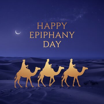 Happy epiphany day camel silhouettes isolated on white background