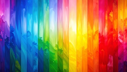 Rainbow brushstroke abstract with vertical streaks showcasing vivid color transitions and dynamic artistic texture