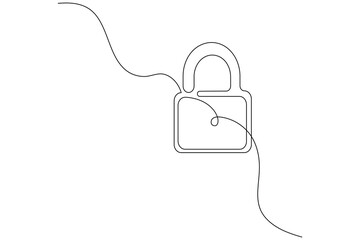 Cyber security key one line drawing simple outline vector illustration
