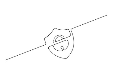 Secure key one line art minimal cyber security outline vector illustration
