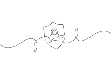Key security lock continuous one line drawing minimalist outline vector illustration
