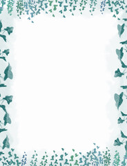 cute abstract watercolor illustration of white cloud blue sky, flower garden field, green forest, meadow hill scenery background wallpaper