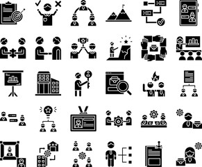 Teamwork and Strategy Vector Glyph Icon Set