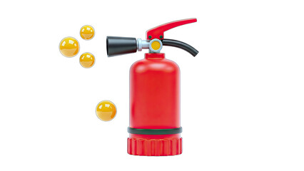 Fire Extinguisher Spraying Foam on White Background