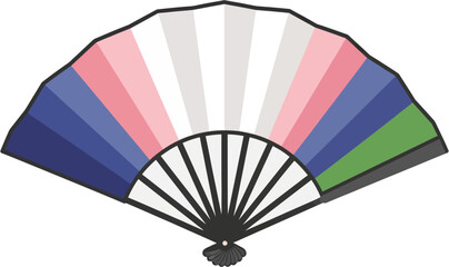 Japanese Folding Hand Fan Flat Vector Illustration Traditional Cultural Accessory Pastel Style