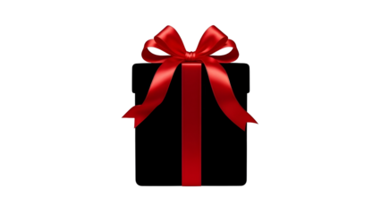 Elegant Black Gift Box with Red Ribbon, Perfect for Special Occasions