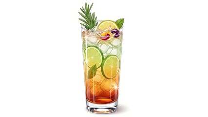 Fototapeta premium Fresh Rosemary Drinks in Highball Glass, Highball Glass, Highball Glass, and Highball Glass.