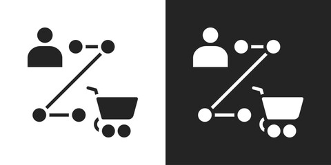 Customer Journey Icon In Black And White Glyph Style