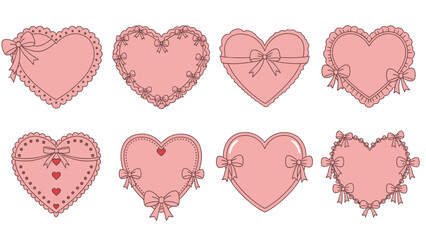 Set of Romantic Heart Frames and Borders for Creative Design Projects