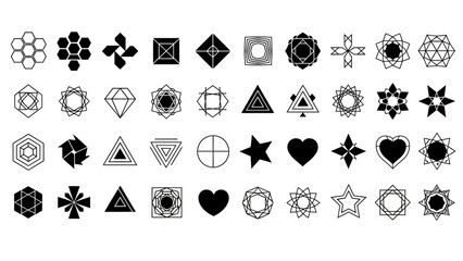 Variety of Abstract Geometric Shapes and Symbols for Creative Design Projects