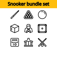 Minimal Line Icon Set of Billiards, Casino, Sports and Business Symbols
