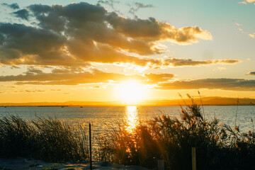 Beautiful sunset in the Albufera Natural Park, Valencia, Spain