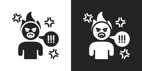 angry Icon In Black And White Glyph Style