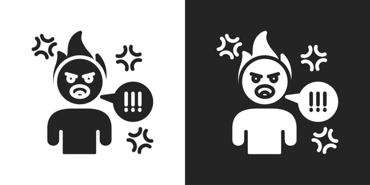 angry Icon In Black And White Glyph Style