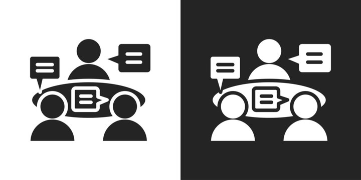 meeting Icon In Black And White Glyph Style