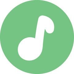 White music note in green circle
