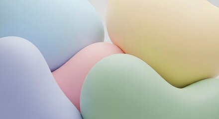 Abstract Soft Shapes with Pastel Colors in a Gentle Arrangement for a Calming and Soothing Visual Experience
