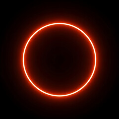 Glowing red neon circle on a dark background, abstract light effect
