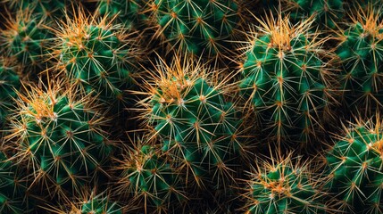 Sharp Green Cactus Garden Texture with Natures Desert Defense Closeup.