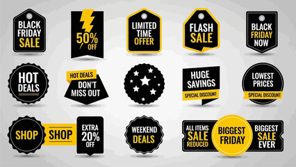 Colorful Sale Banners for Retail Promotions on Black Friday and Special Events