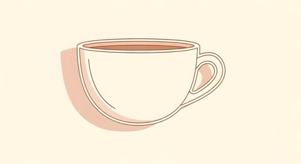 A simple, minimalist illustration of a warm cup of coffee or tea, casting a gentle shadow on a cream-colored background