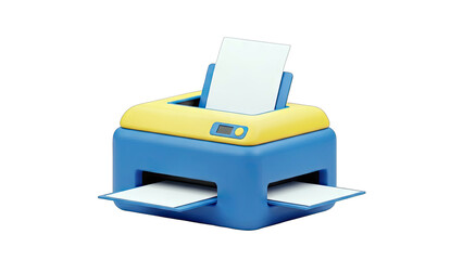 3D Printer Printing Paper on White Background