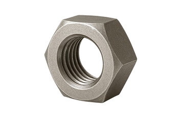 Close-up of a Metal Hex Nut on White Background