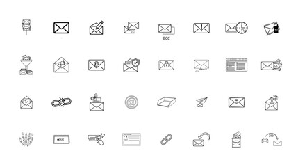 Obraz premium A set of hand-drawn email and communication icons for digital interface design