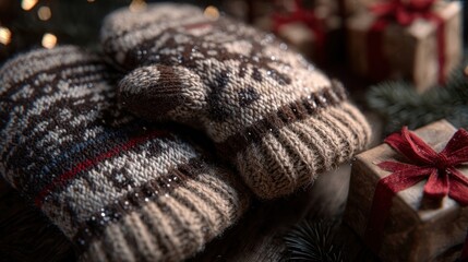 warm wool mittens and Christmas gifts