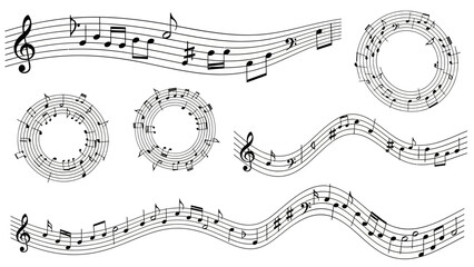 Creative Musical Notes and Circular Piano Keys for Music Education and Art Projects