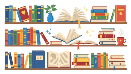 Decorative Bookshelf with Colorful Books and Plant for a Cozy Reading Nook