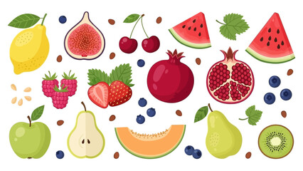 Fresh Fruit Assortment with Juicy Watermelons Pomegranates and Berries for Healthy Eating and Nutrition