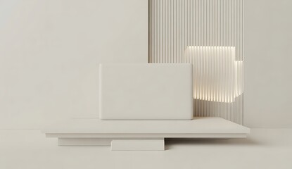 Minimalist White Podium Display with Soft Lighting and Clean Background