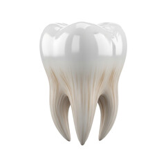 3D White Tooth with Roots Dental Illustration Isolated on White Background


