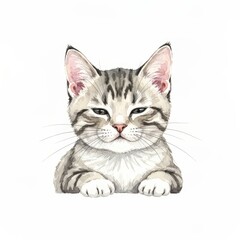 Fototapeta premium Cute gray tabby cat illustration with charming expression, perfect for cat lovers and design projects