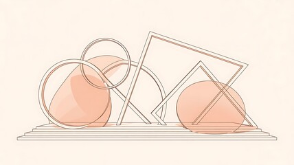 Geometric Shapes with Soft Peach Hues on Minimalist Background