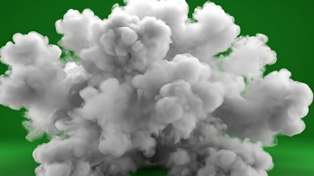 Explosive smoke effect on green background for dynamic video intro