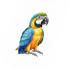 Vibrant Blue and Yellow Macaw Parrot Illustration with Detailed Feather Texture and Characteristics